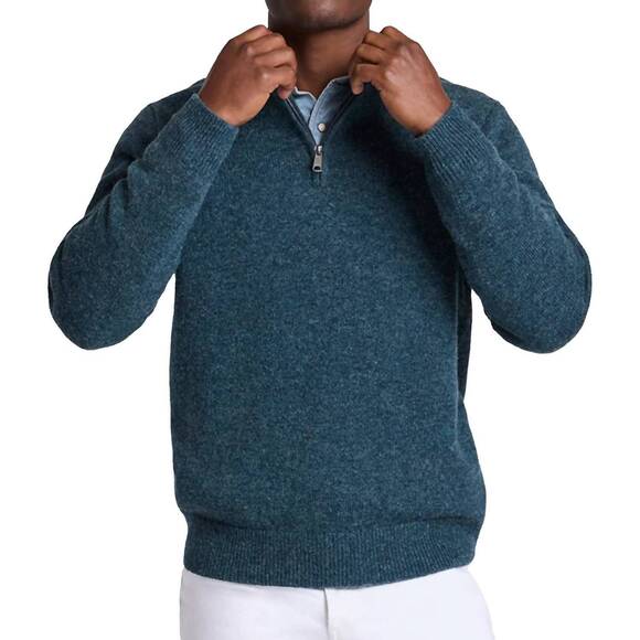 NEW PENDLETON wool quarter zip sweater in midnight green mix
